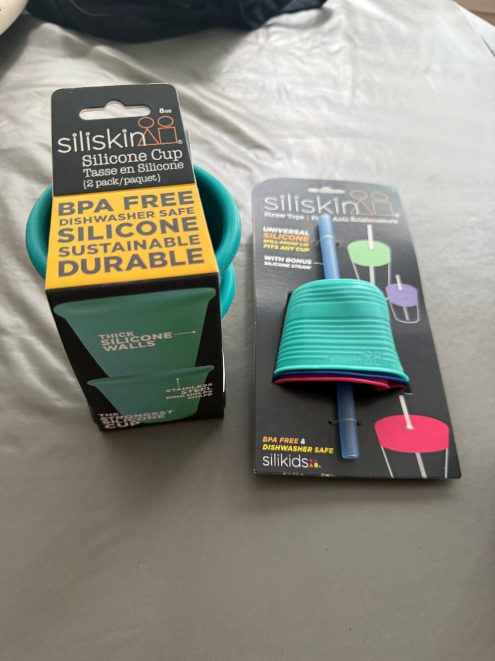 GoSili reusable silicone two-pack 8 oz. cups and straw lids/straws bundle